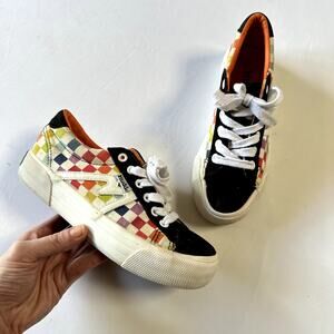 Mudd Girls Rainbow Checkered Platform Sneakers
